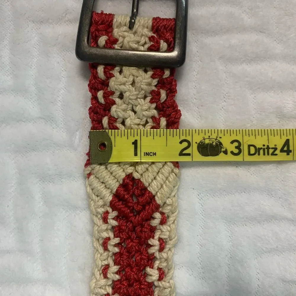 Casual to Elegant Style Cream and White Crocheted Belt with Buckle